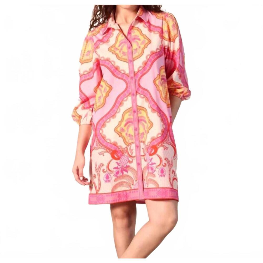 NEW MAUDE VIVANTE ava mini shirt dress in palm mirage